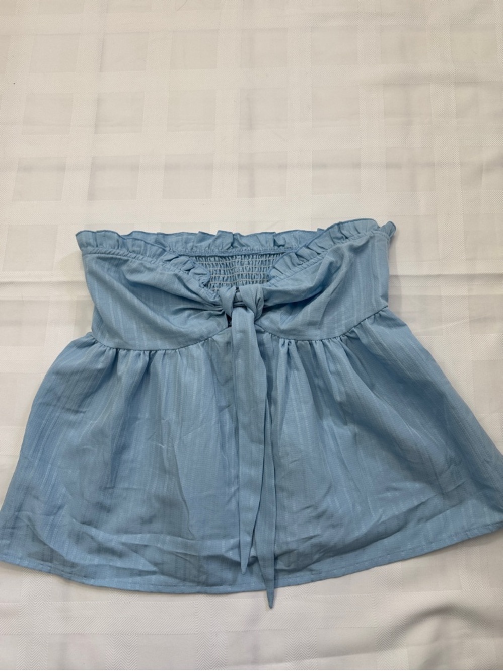 SHEIN Pink & Purple Eyelet, Blue Tie-Front Strapless Tops & White V-Neck Cami - Picture 10 of 15